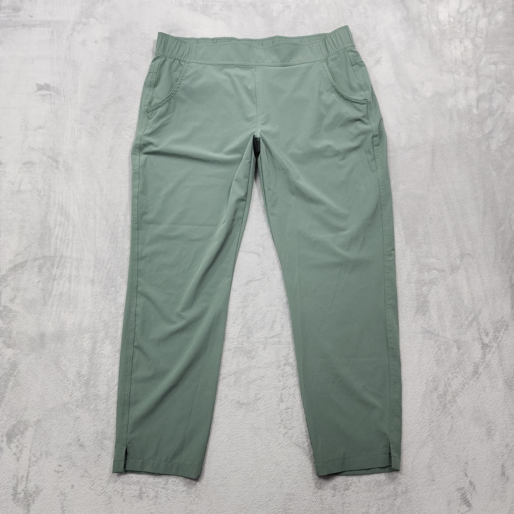 Eddie Bauer Pants Womens L Green Traveler Ankle Pull On Stretch Casual Travel